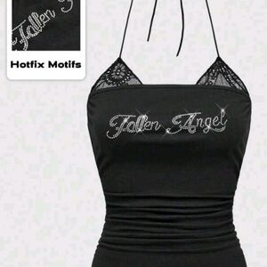 SHEIN Black Camisole with Rhinestone Detail